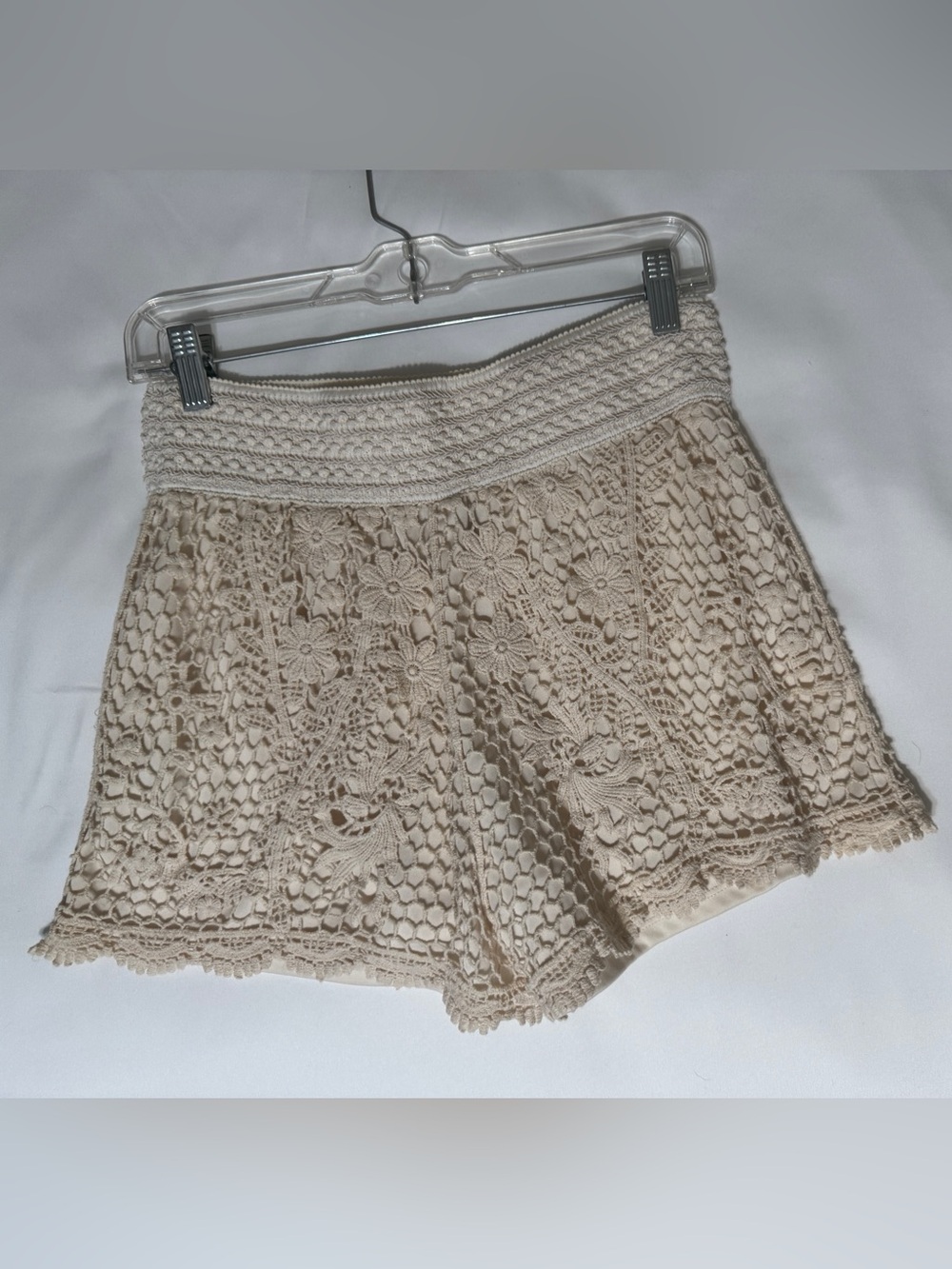 Beige Crochet Lined Lace Women’s Shorts